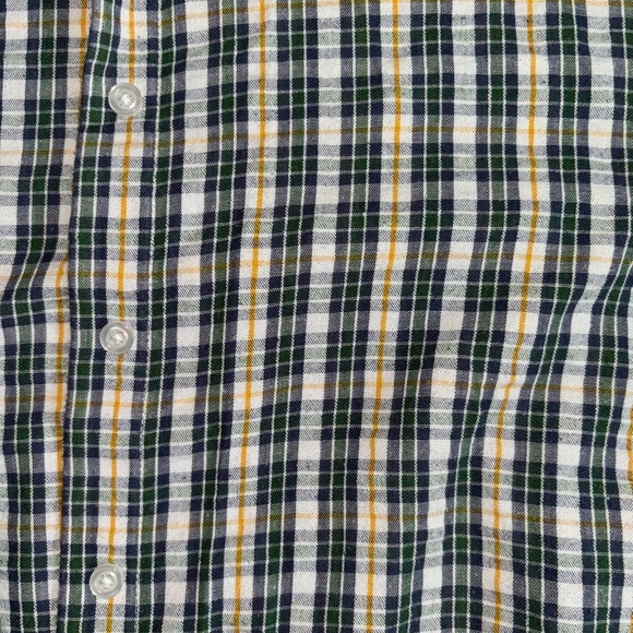 Twik Dark Green, Yellow, Dark Blue and White Plaid Button Down Shirt - Picture 3 of 3